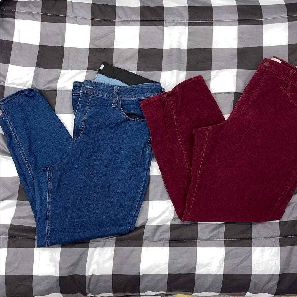 2 pairs Ladies 18w jeans/corduroy pants